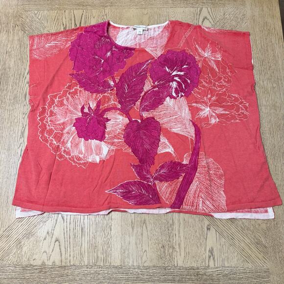 Coldwater Creek Pink Floral Silk Blend Oversized‎ Top Poncho Like XL - Picture 1 of 8